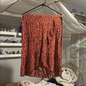 Leopard Print Red Skirt